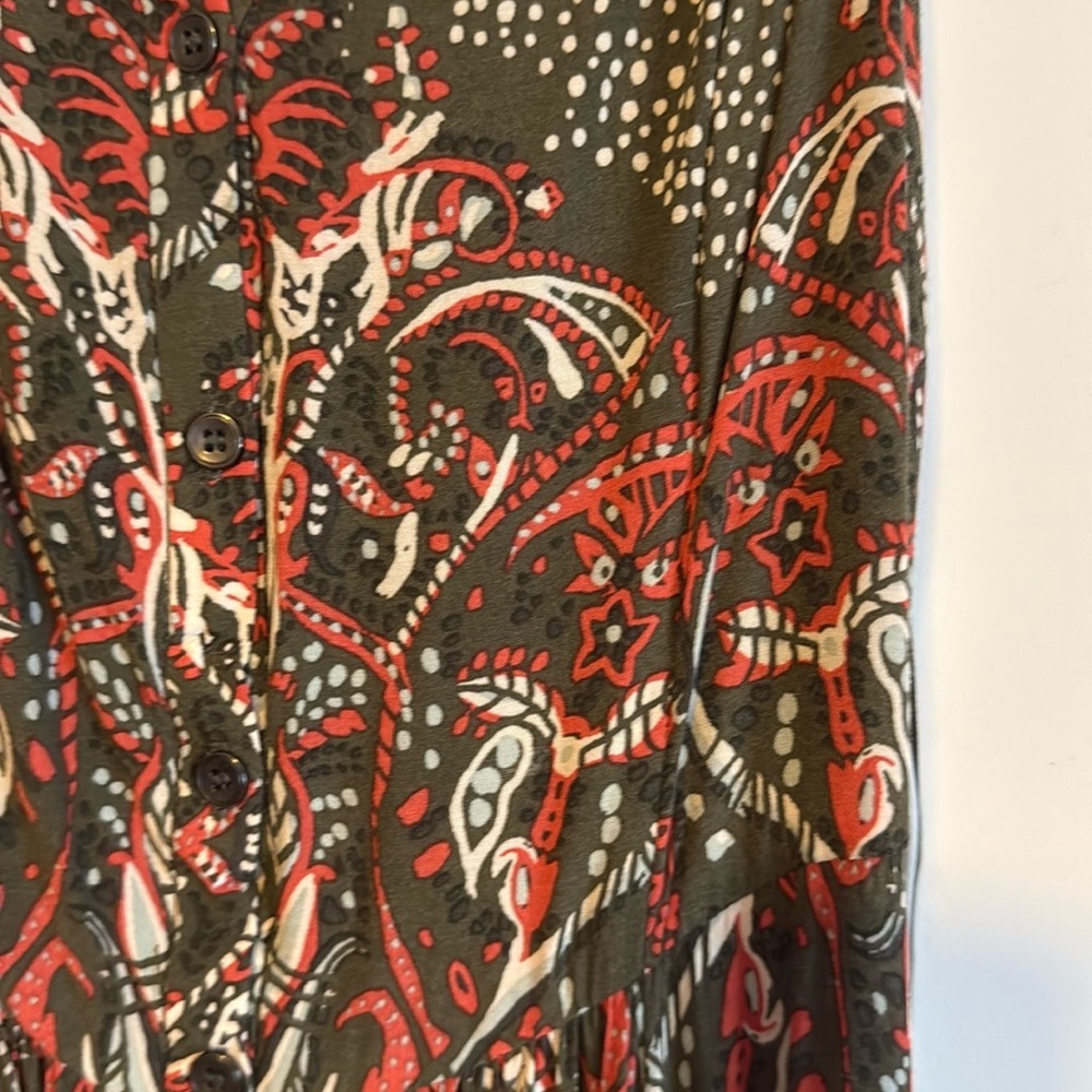 Free People Hunter Green and Red Print Maxi Dress - Picture 5 of 7